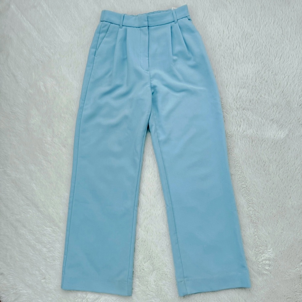 Abercrombie & Fitch Sloan Tailored Wide Leg Pant in Light Blue - Picture 4 of 10